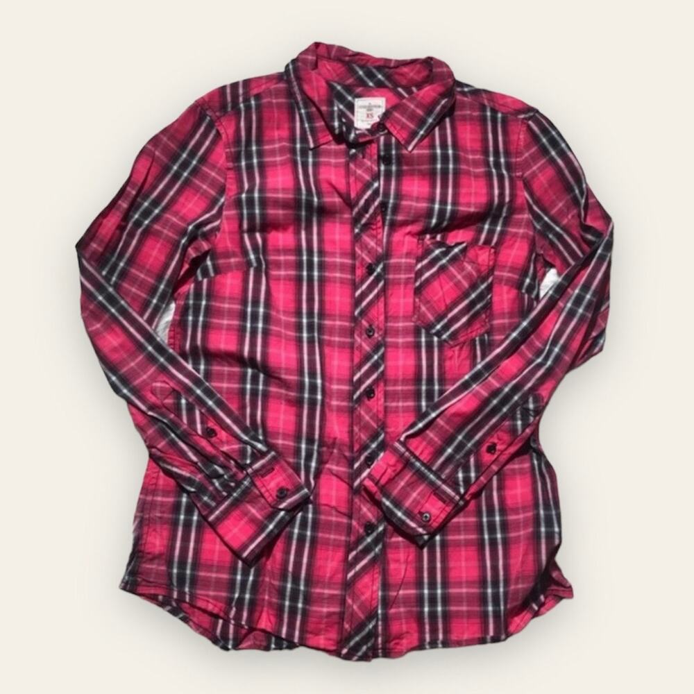 Gap Pink and Black Plaid Boyfriend Button Down Shirt - Picture 1 of 6
